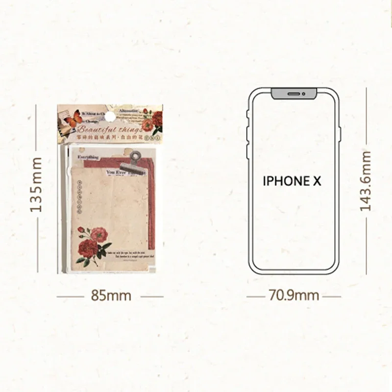 30ชิ้น Memo Notes Rose วัสดุกระดาษแฮนด์เมดข้อความวรรณกรรม Backing ตกแต่งสมุดภาพซีล135*85มม