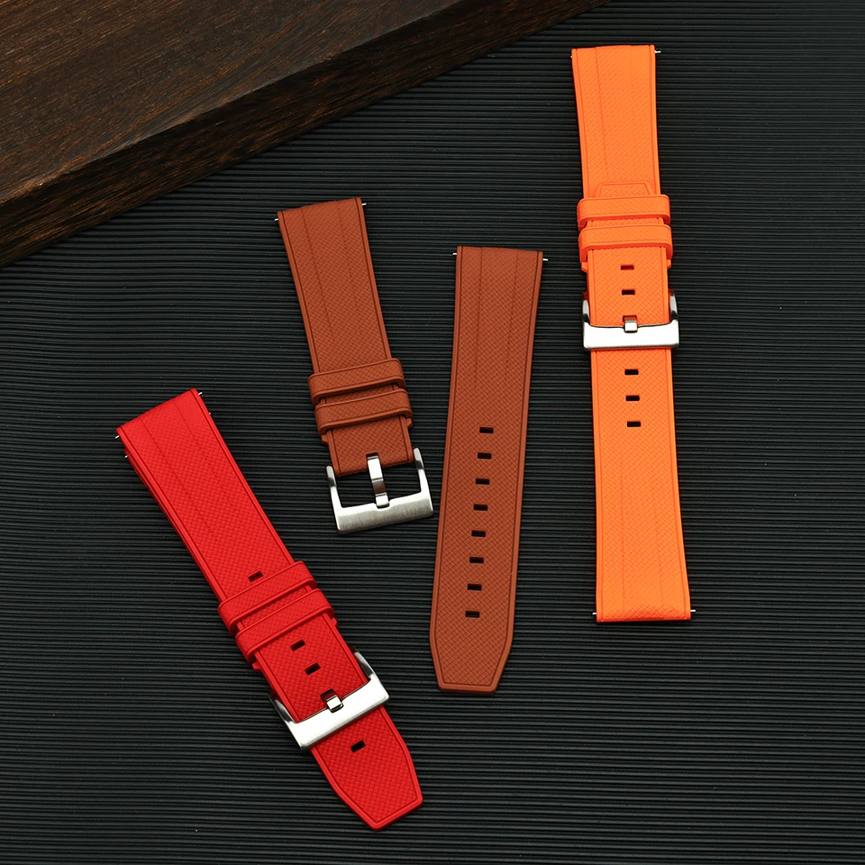 Großhandel Modische Sport-Uhrenarmbänder mit Schnellverschluss, Vulkanisierter Gummi, 20mm 22mm FKM Uhrenarmband – Detail 3