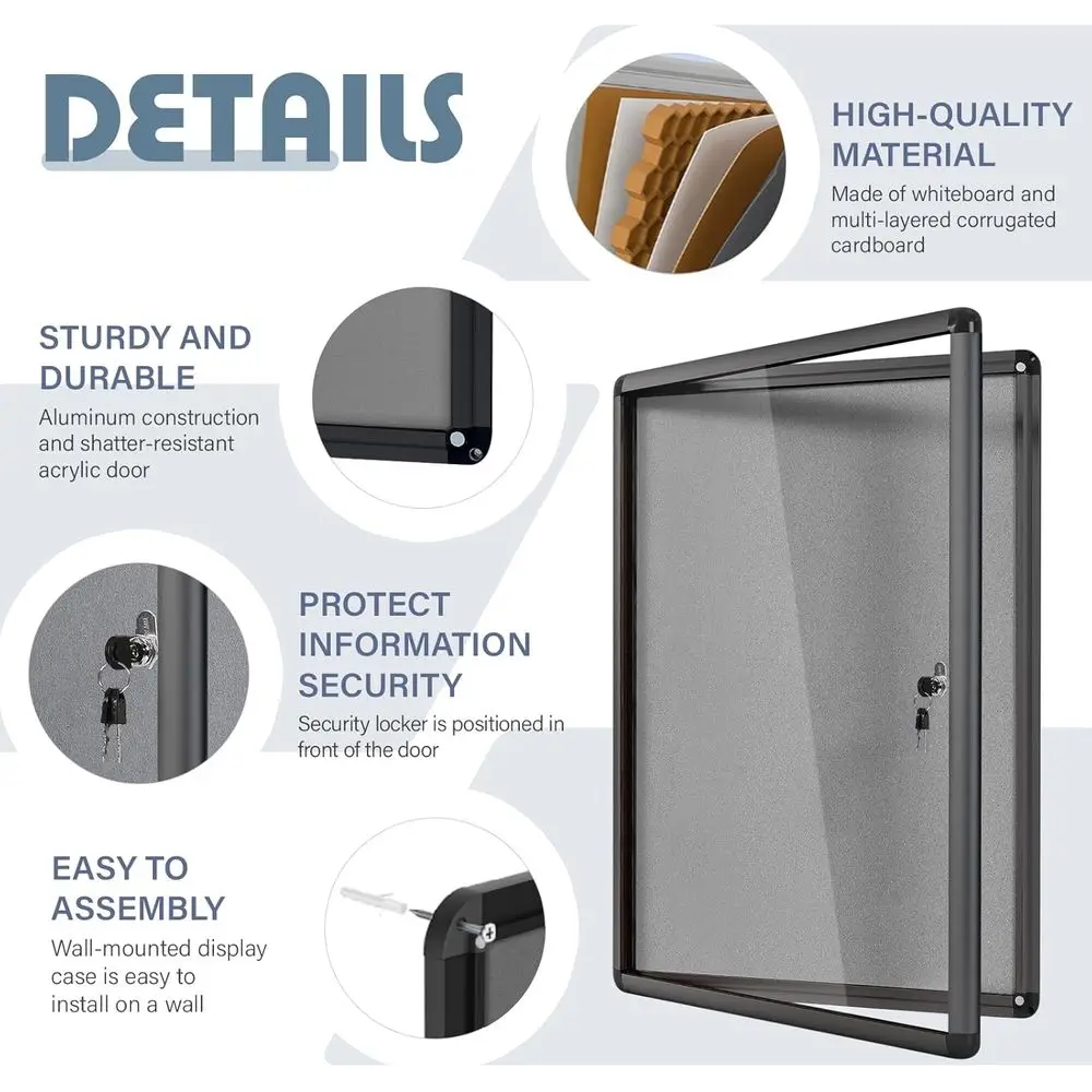 Quadro de Avisos de Feltro Seguro 36x24 Polegadas com Moldura de Alumínio Preta para Uso em Escritório, Escola e Casa