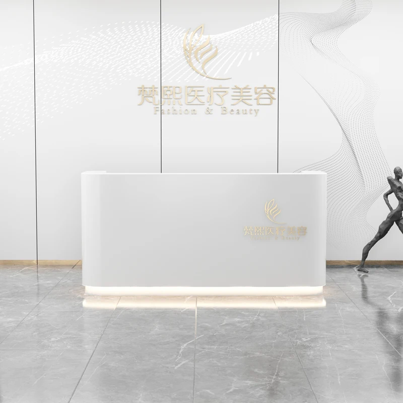 White Commercial Reception Desk Salon Conference Modern Counter Podium Reception Desk Mobile Balie Receptie Luxury Furniture