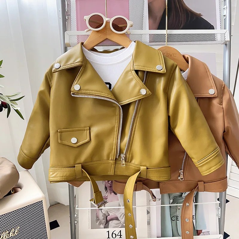 

Girls' Fashionable Leather Jacket2025Autumn and Winter New Children's Fleece-Lined Thickened Leather Jacket Winter Warm Coat Chi