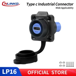 CNLINKO LP16 Wodoodporne gniazdo żeńskie typu C USB 3.1 5A do montażu panelowego Złącze USB typu C do szybkiego ładowania Transfer danych 10 Gb/s