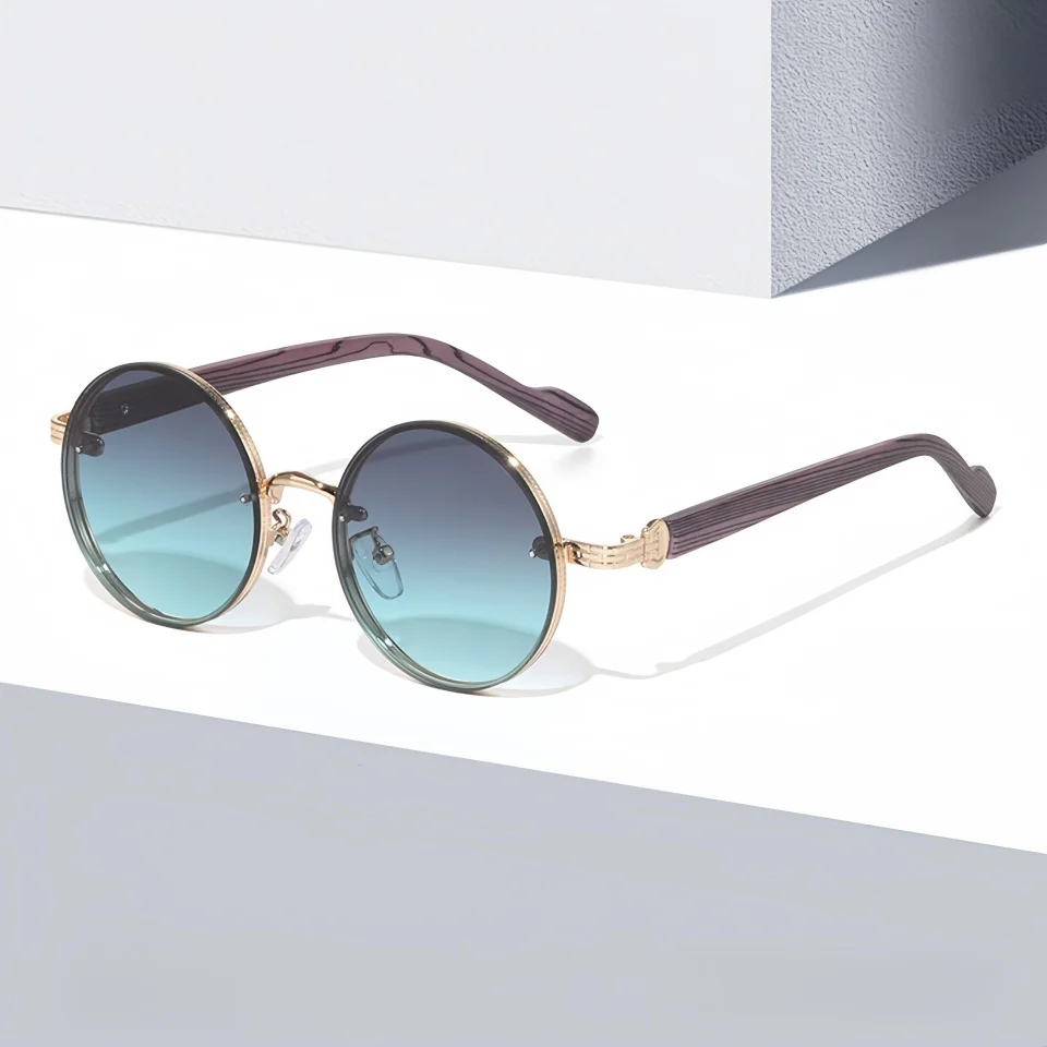 

Изысканные ретро-солнцезащитные очки с простым дизайном, высококачественными дужками под дерево, нейтральные, круглые, с УФ-защитой 400, градиентные, для улицы