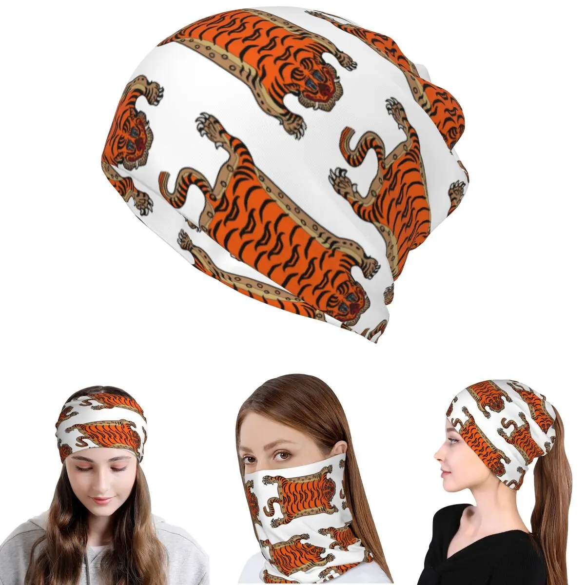 

Tibetan Tiger Rug Bandana Neck Cover Wrap Scarf Multifunction Cycling Scarf Beanies Hat for Men Women Adult Winter