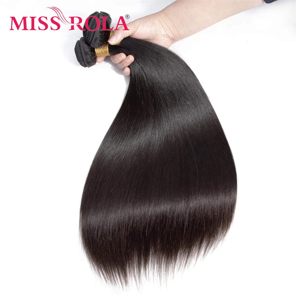 Miss Rola Hair-mechones de pelo brasileño ondulado, cabello 100% humano liso, 8-40 pulgadas, Color Natural, Remy, doble trama