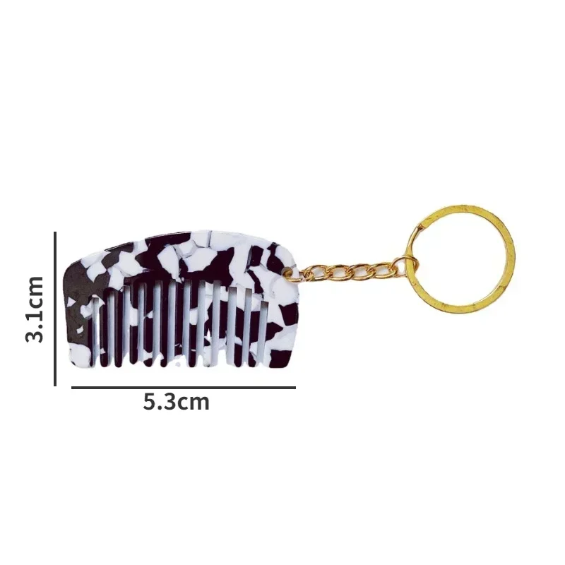 1 штука мини-комб для акетата Keyring Portable Travel Hair Comb Keychain Leopard Print Hair Styling Tool For Women Cute Pendant