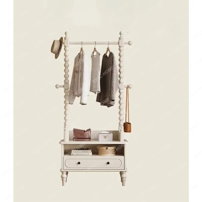 Cream Style All Solid Wood Coat Rack Floor-to-ceiling Bedroom Integrated Hanger