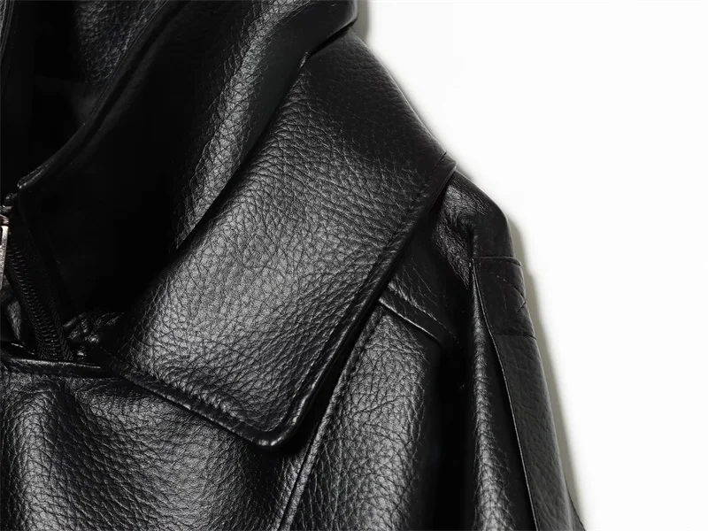 Guobioziy 2026 Fall New Women's Jacket 2026 Fall New Release Loose Faux Leather Biker Jacket Parka European and American Style