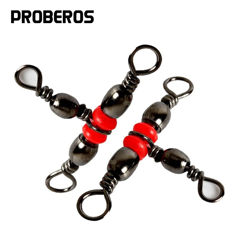 PRO BEROS 10 Stück Angelwirbel Messingfass Triple Tackle Connector Kreuzlinie Rolling T-Form Tangle Tackle für Angelschnur