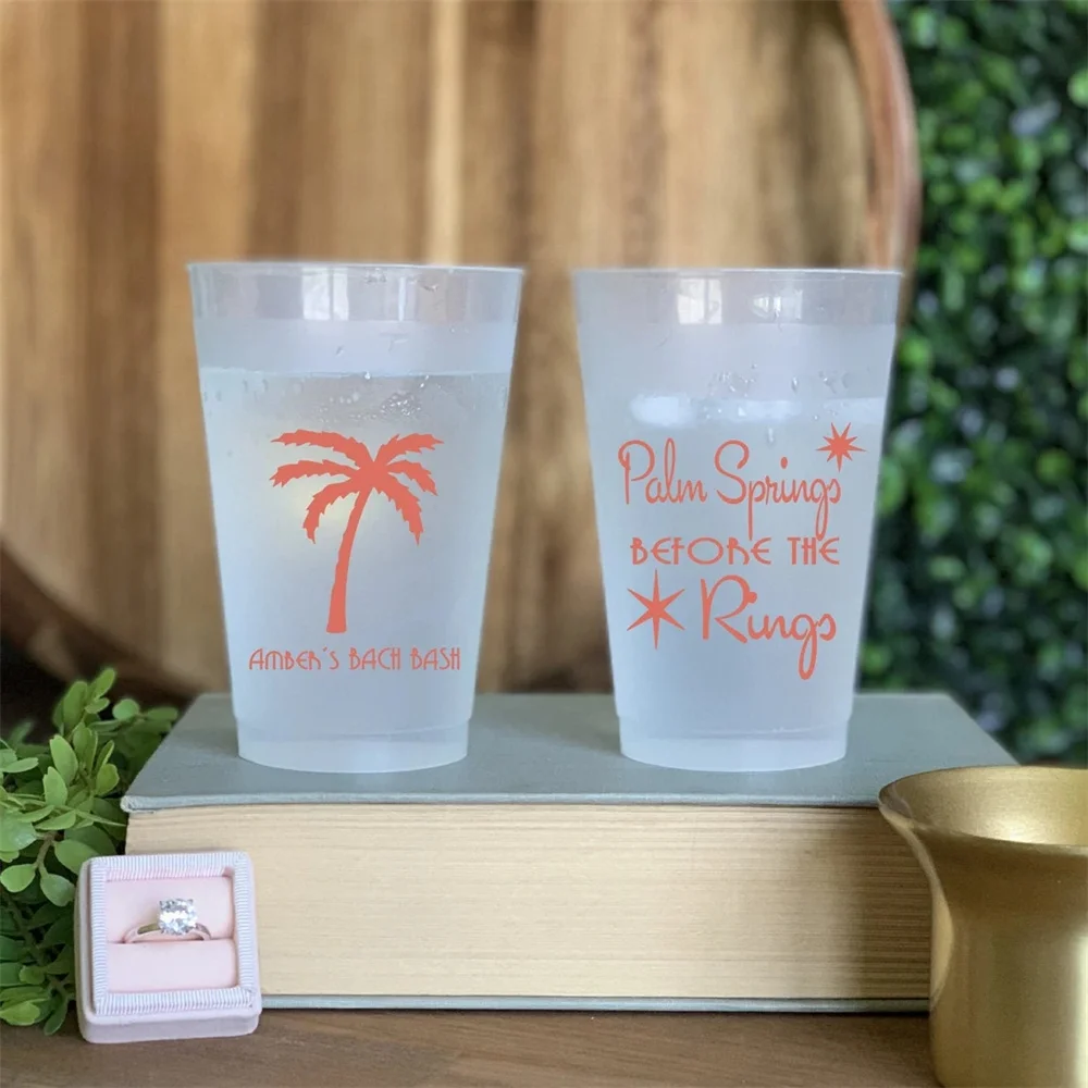 

Palm Springs Before the Ring - Personalized Wedding / Bridal Shower/ Rehearsal Dinner / Bachelorette Shatterproof Plastic Cups