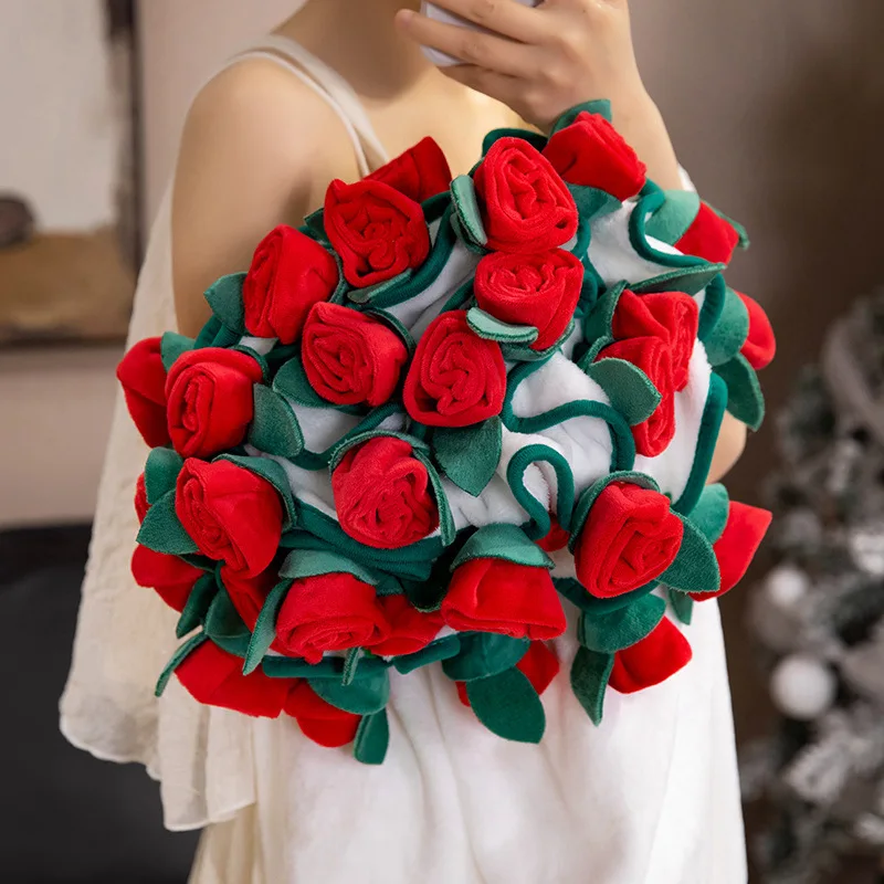 

Plush Toy Simulation Hand-Held Flower Sunflower Rose Blanket Sleepover Cover Valentine's Day Gift Doll Soft Stuffed Flower Arran