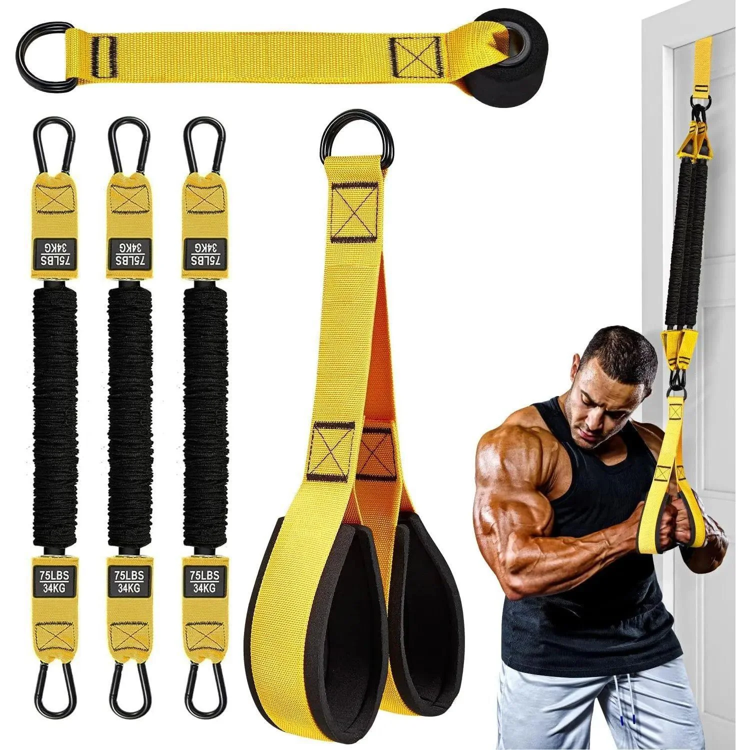 Latex Resistance Training Equipment, Adjustable Band, 225 Lbs Capacity, Ideal for Home Gym, Shoulder and Arm Exercises