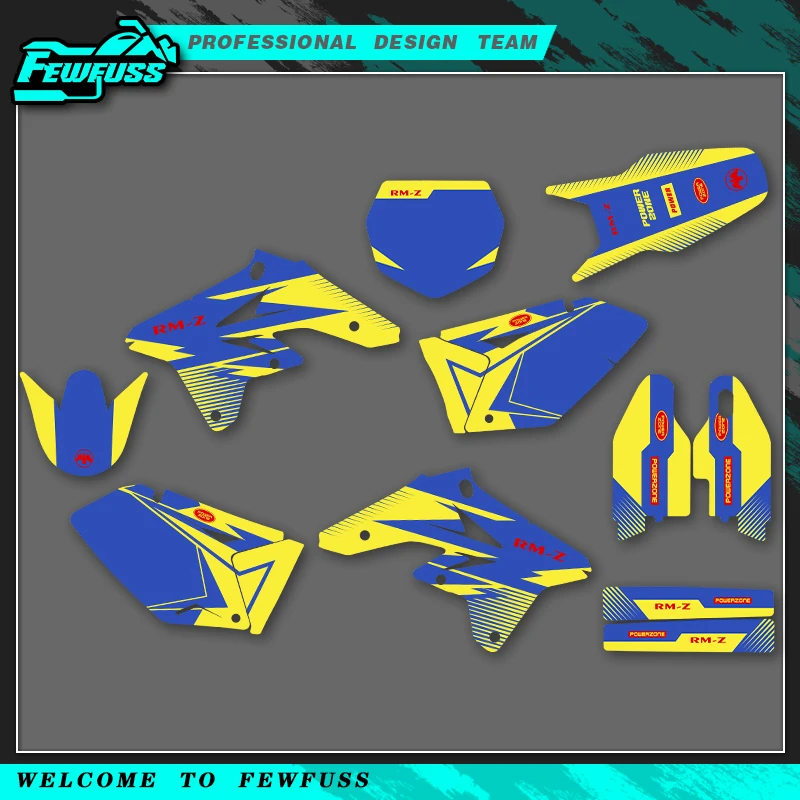 

Fewfuss Motorcycle Graphics Background Decals Stickers For SUZUKI RMZ 250 2007 2008 2009 Number Name Custom