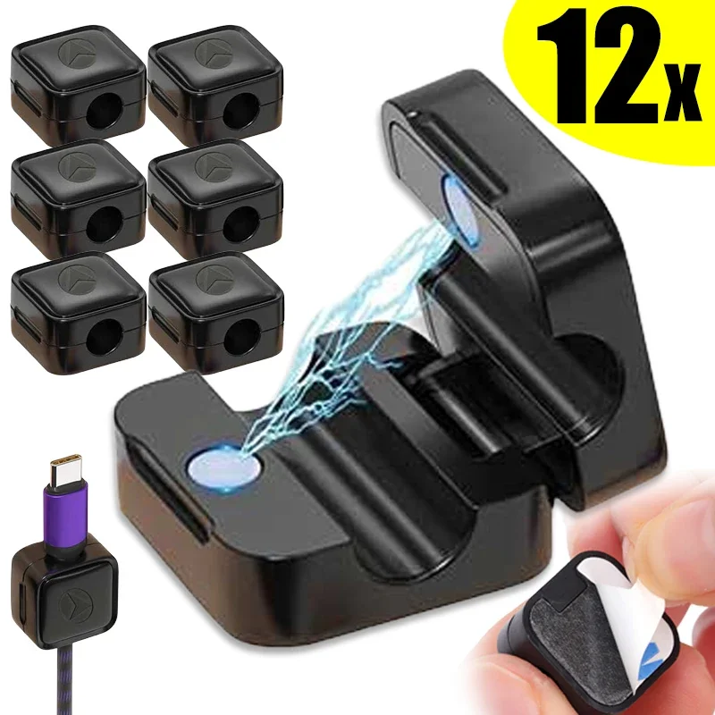 2024 New Magnetic Cable Organizer Clip USB Cable Management Winder Clips Desktop Adhesive Wire Cord Earphone Protector Holder