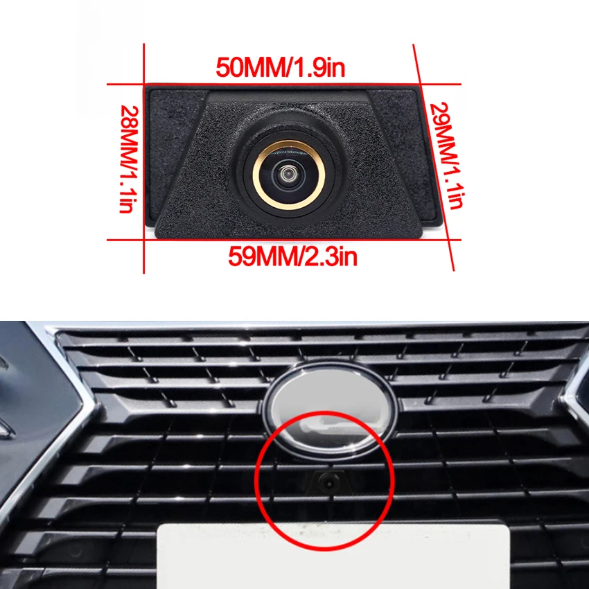 AHD 1080P 170° Golden Fisheye Car Front Grille Camera Front View camera HD For Lexus NX AZ10 NX200t NX300h 2017~2019 2020