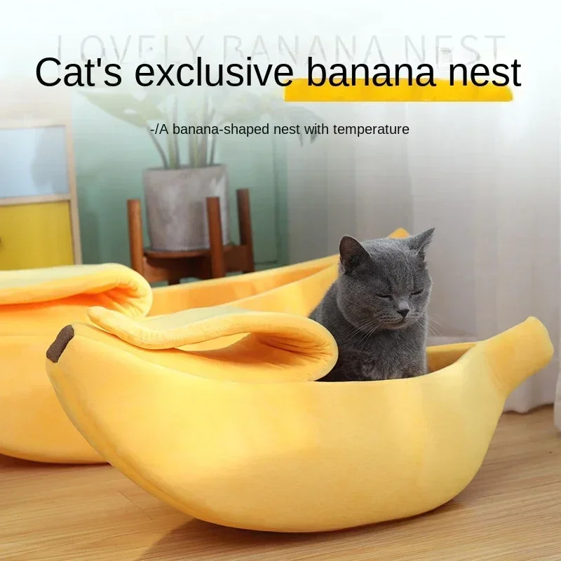 Banana Shape Cat Bed House Funny Cute Cozy Cat Mat Beds Warm Durable Portable Pet Basket Kennel Cat Supplies Dog Bed