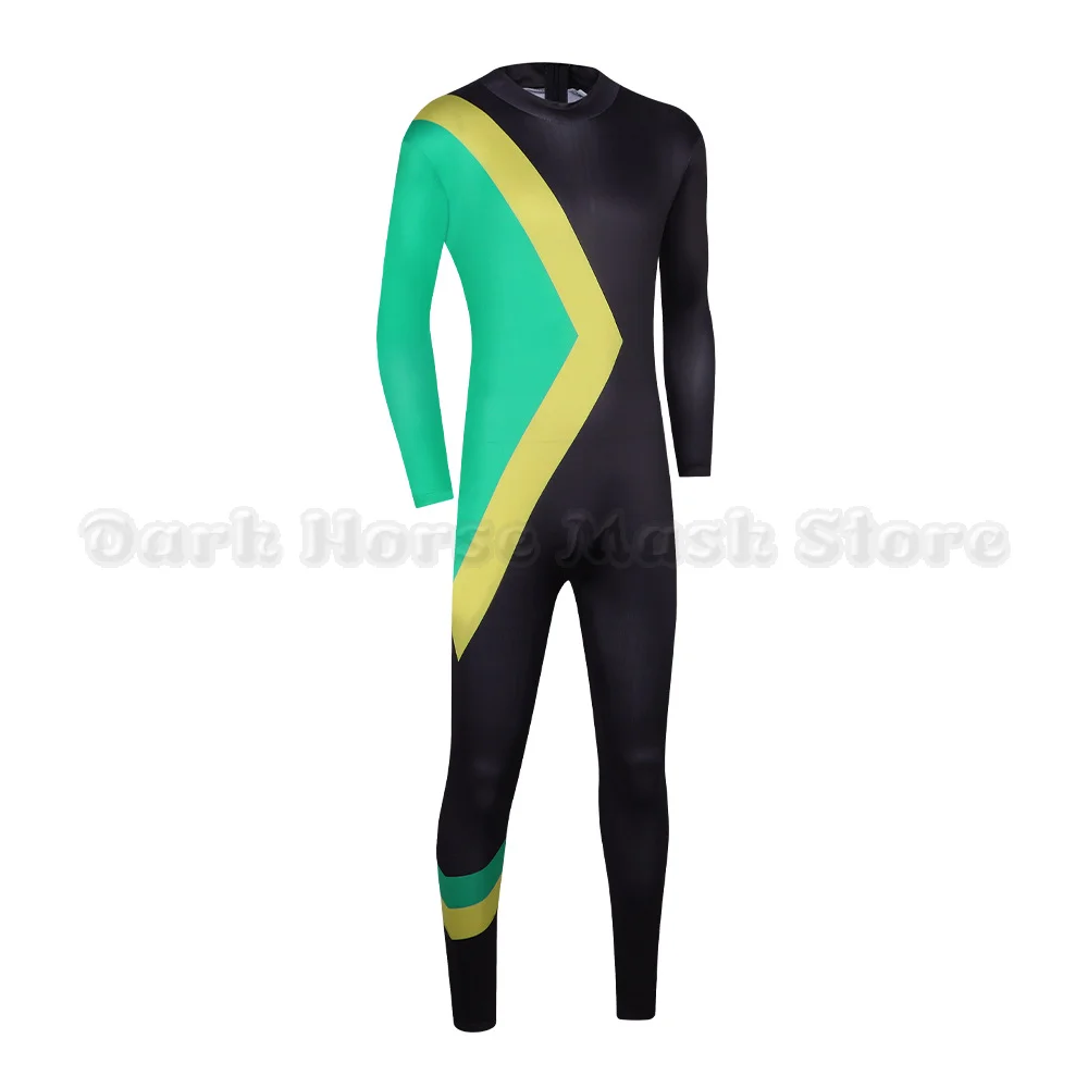 Anime Cool Runnings Cosplay Costume Jamaican Bobsled Team Outfit Bodysuit Costume Adult Men Halloween Party Skating Jumpsuit view 3