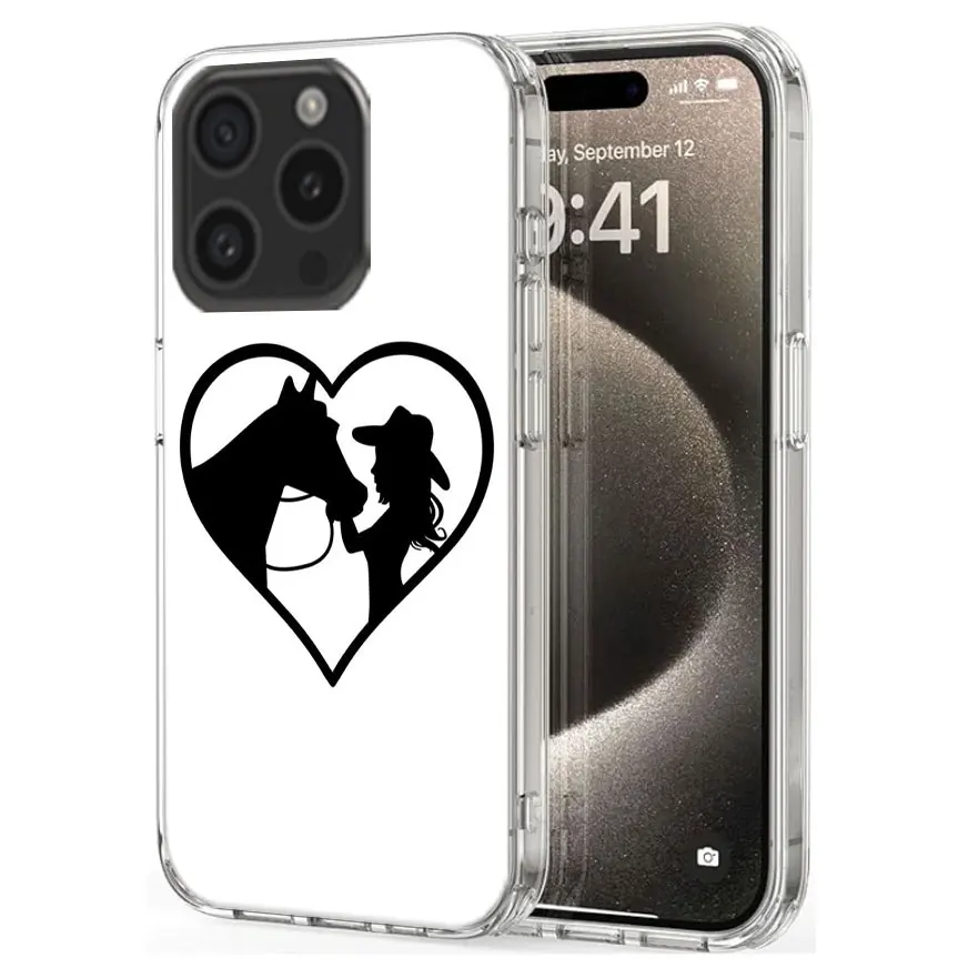 Black Shadow Horse Clear Phone Case For Apple iPhone 12 13 Mini 11 14 15 16 Pro Max Cover XS MAX XR Soft