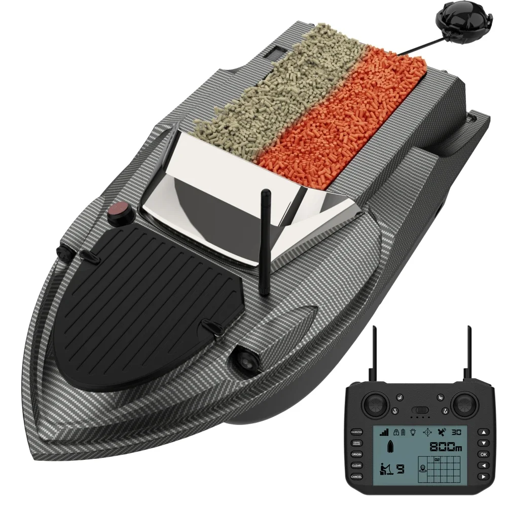 Flytec V080 12V High Speed GPS Sonar Wireless Fish Finder Bait Boat 9 Switchable Fishing Ground 180 Anchor Points RC Bait Boat