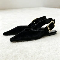 Luxury Designer Flats for Women Fashion Metal Buckle Back Strap Design Faux Suede Loafers Comfortable Outdoor Casual Shoe Ladies - Image 3