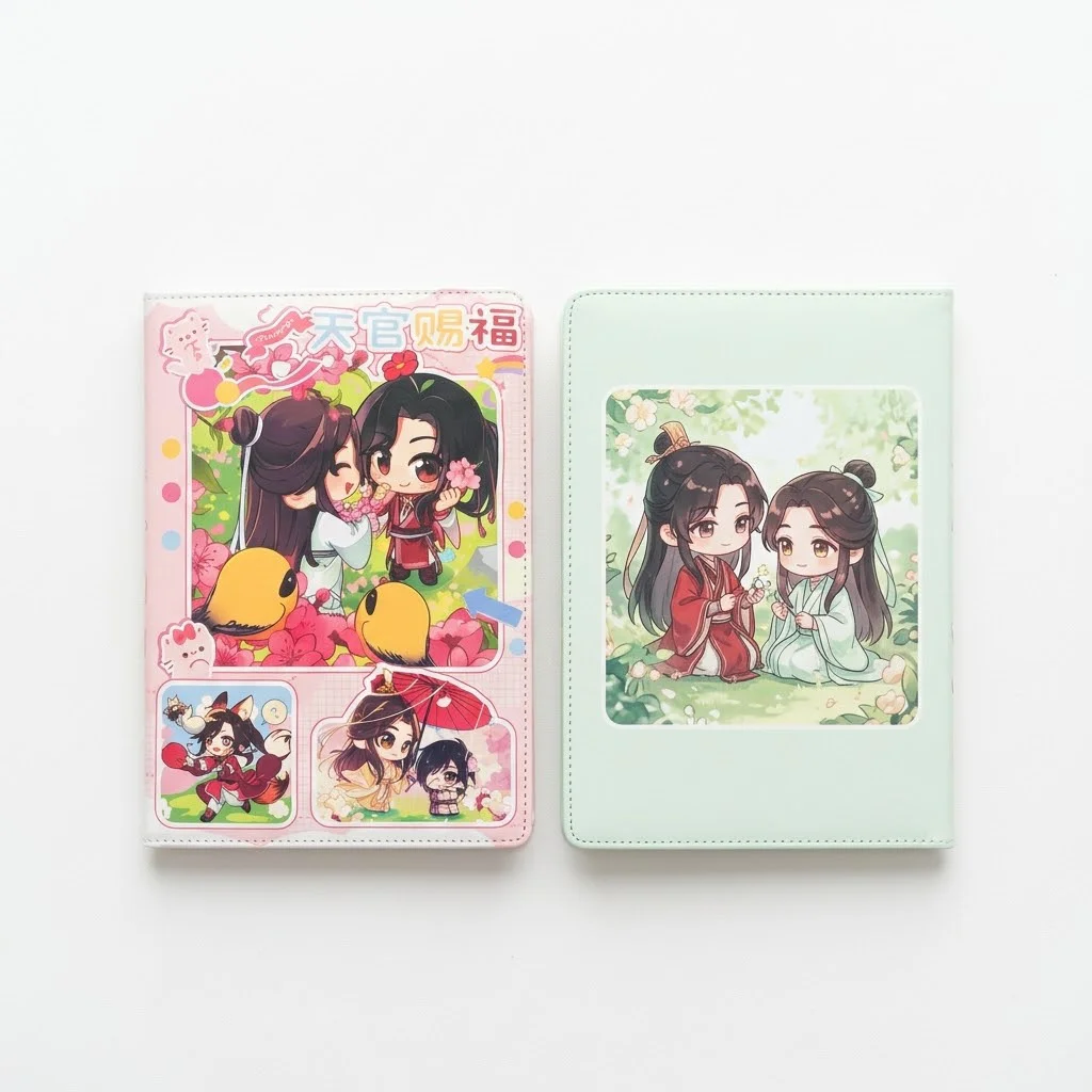 Anime Style Large Thick Notebook Chibi Print Hard Cover School Study Diary Journal Notes Book Collectible Gift for Girls