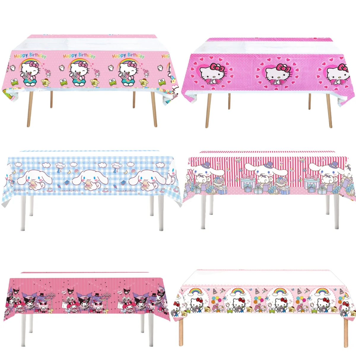 Hello Kitty Tablecloth Happy Birthday Decorations Cartoon Kawaii Cat Table Cover Baby Shower Girls Favors Gifts Party Supplies