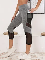 High Waist Capri Yoga Pants with Pockets, Tummy Tuck Fitness Running Yoga Women's Leggings