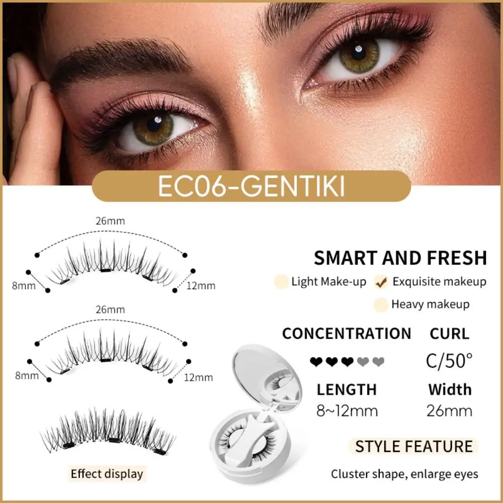 With Applicator Magnetic Lashes Set Reusable No Glue Needed False Eyelashes Kit Lightweight Portable