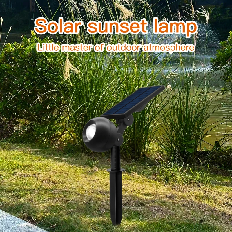 1pc ao ar livre à prova dwaterproof água rgb solar pôr do sol luz, fácil de criar atmosfera de cena, carregamento solar, corpo da lâmpada rotativa