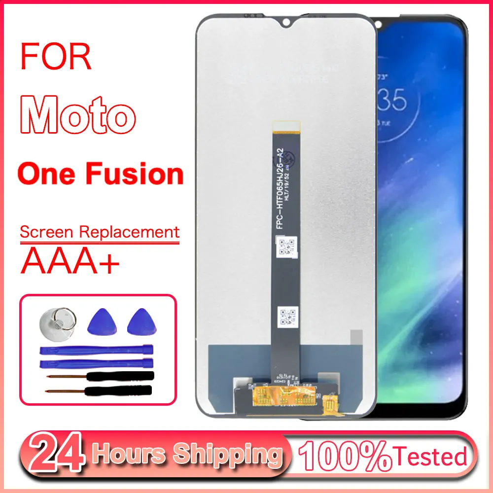 Motorola One Fusion XT2073 XT2073-2 Full Display Digitizer Repair and Replacement Parts with Bordered LCD Touchscreen
