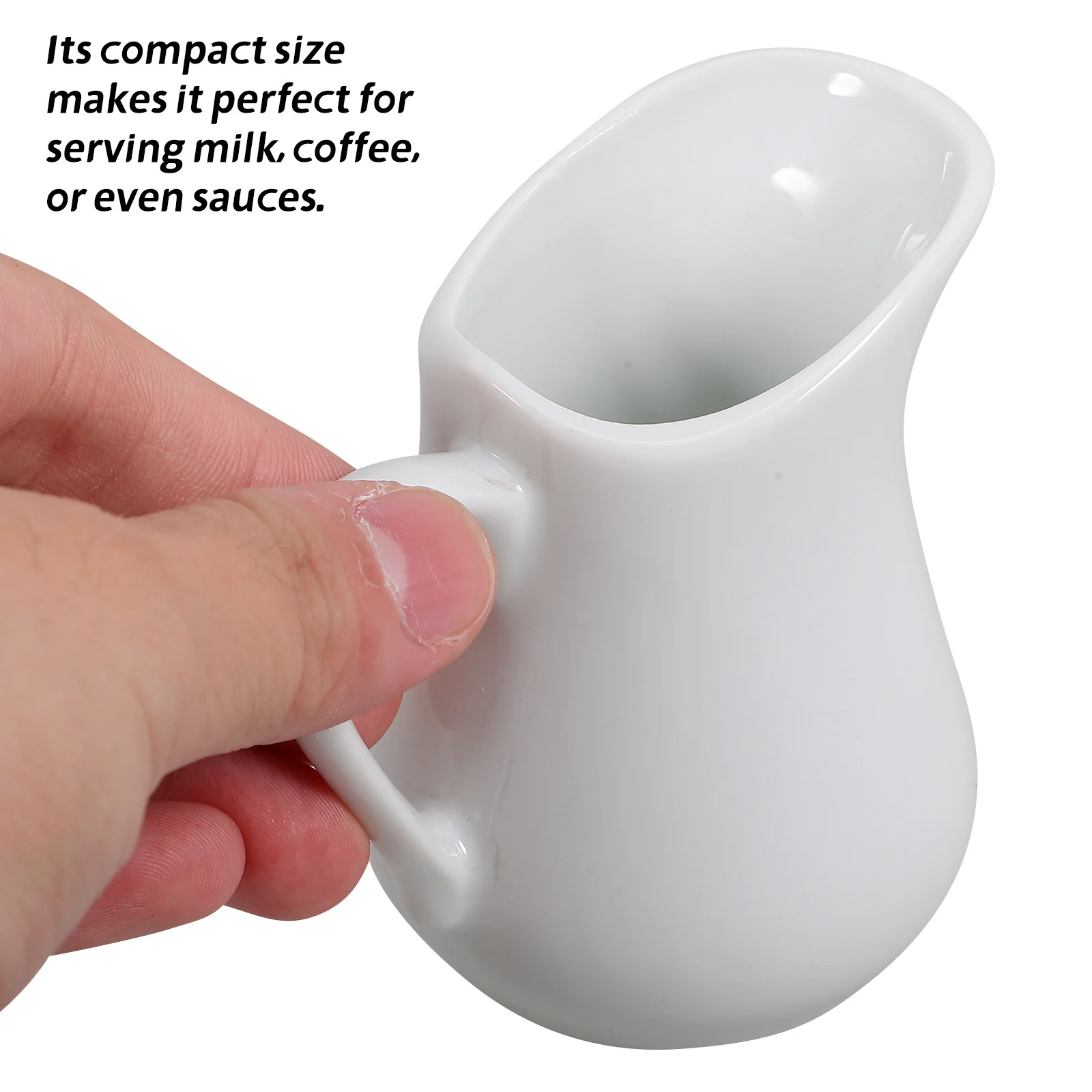 4 قطع من حاوية الحليب السيراميكية، تصميم خفيف الوزن لبار القهوة، كريمر المدفق، حامل الصلصة، إبريق صغير #6