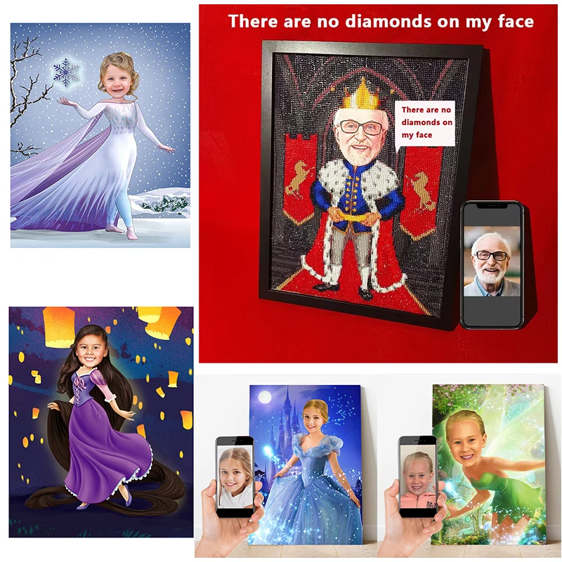 Disney Creative Customized Diamond Painting Facial Image Customization Mosaic Diamond Embroidery Princess Room Home Decoration