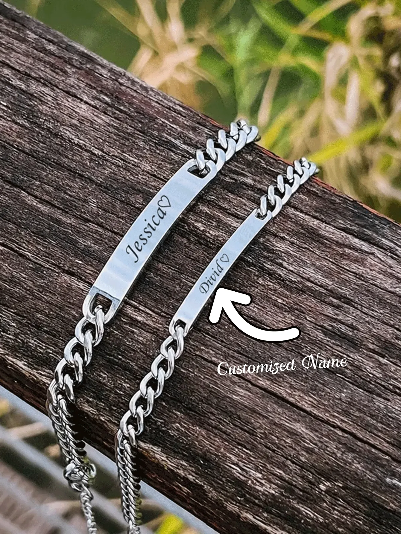 

2 Pieces/Set Personalized Anniversary Stainless Steel Jewelry Set For Couples - High-Quality Customized Name Gifts For Men And