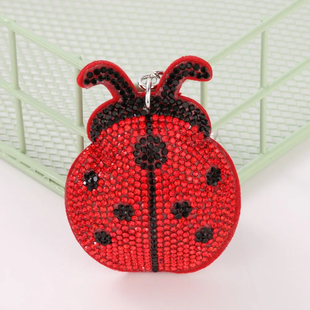 Zinc Alloy Ladybug Keychain Pretty Multipurpose Easy to Use Ladybird Key Chain Red Tassel Crystal Keychain Bag