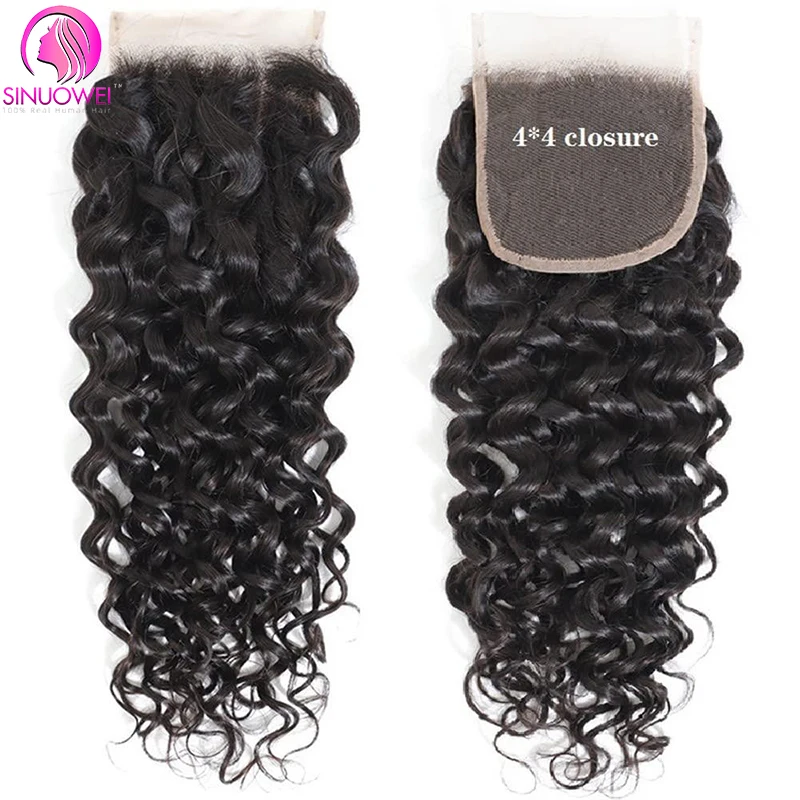 Water Wave Bundles With Lace Frontal Human Hair Weave Bundles With 4x4 Lace Closure Virgin Brazilian Curly Bundles Human Hair