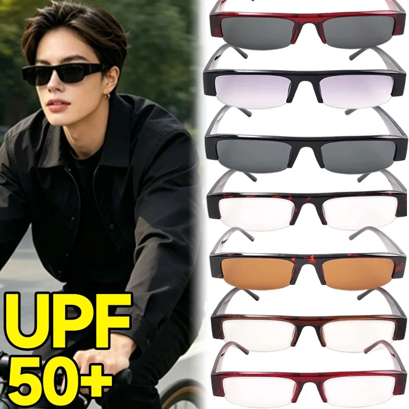 Fashion Semi Rimless Sunglasses Women Men Lightweight Protection Plano Len Stylish Minimalist Sun Glasses for Daily Wear Driving