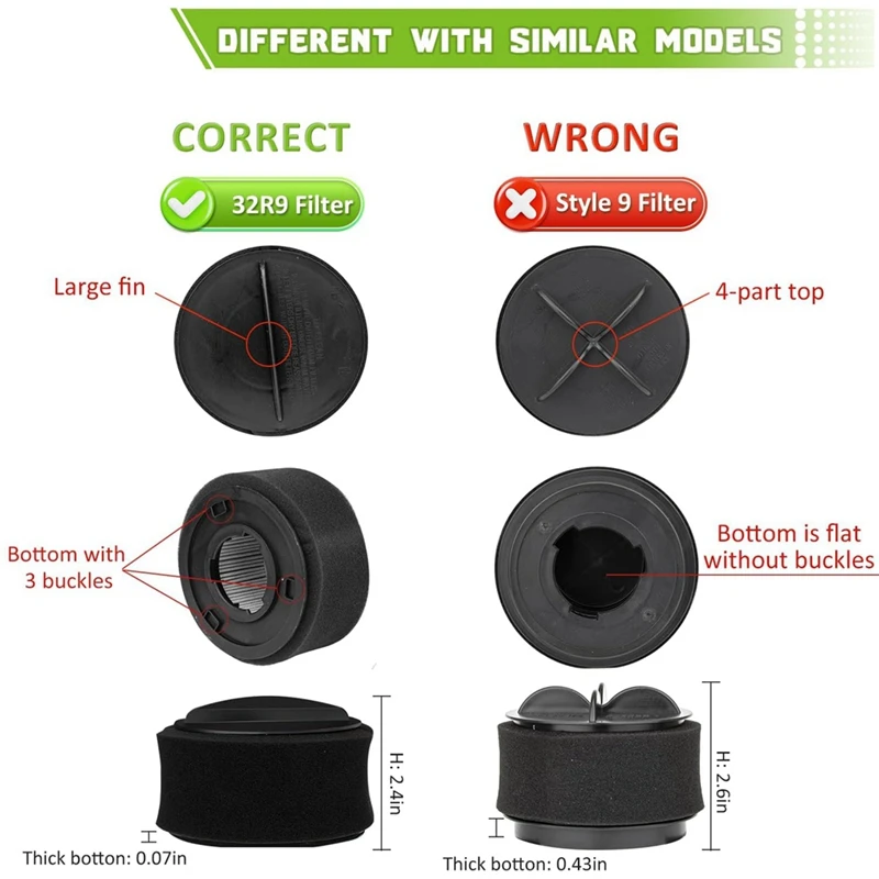 4PCS 2037913 Bissell Powerforce Compact Cleanview Helix 터보 진공 청소기 교체 필터 세트 용/32R9 필터