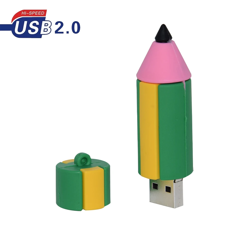 pencil shape cartoon Pendrive usb 2.0 flash drive 64GB 32GB 16GB 8GB 4GB pen drive waterproof u disk memoria cel usb stick gift