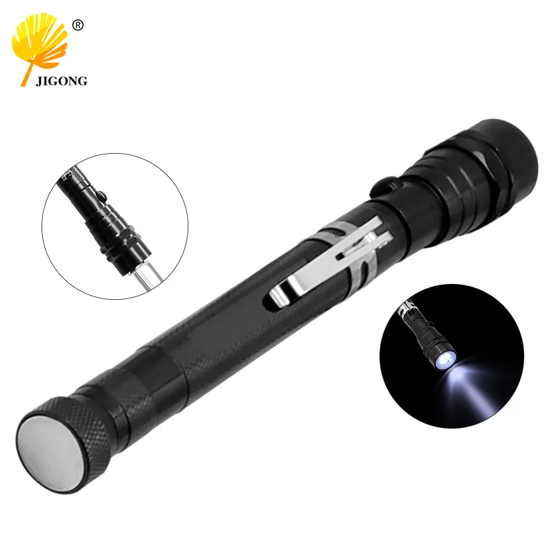 Bendable black suction rod with lamp, strong magnetic light telescopic flashlight pickup, circuit maintenance auxiliary tool