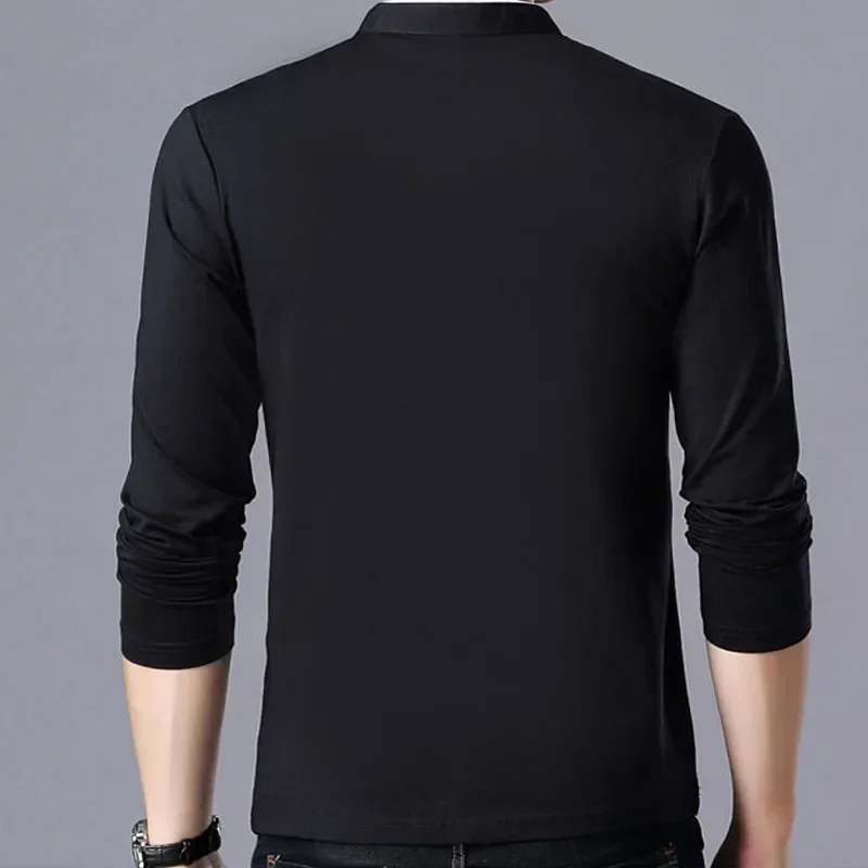 Hot Sale 2023 Spring Mens Tshirt Long Sleeve Stand Basic Solid Blouse Tee Shirt Top Casual Cotton T-shirt Men Undershirt