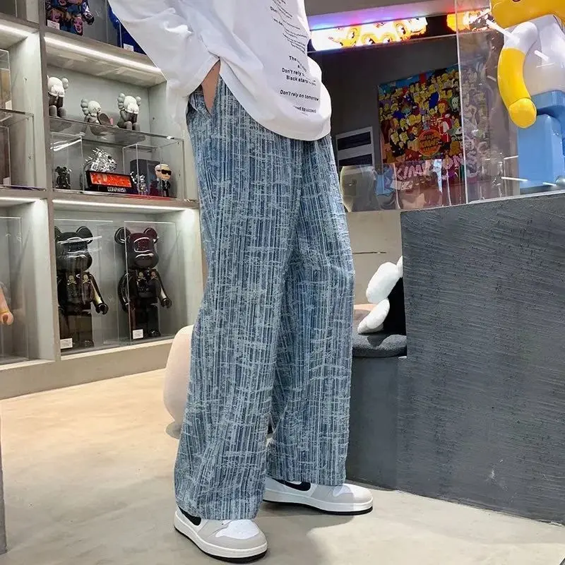 Vintage Sweatpants Male Y2k Wide leg Oversize Pants Men Casual Sport Ankle-length Straight Trousers Streetwear 2023 New