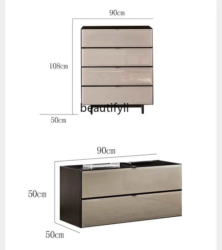 Italian bedside table Modern simple bedroom Bedside chest of drawers Light luxury bedside table