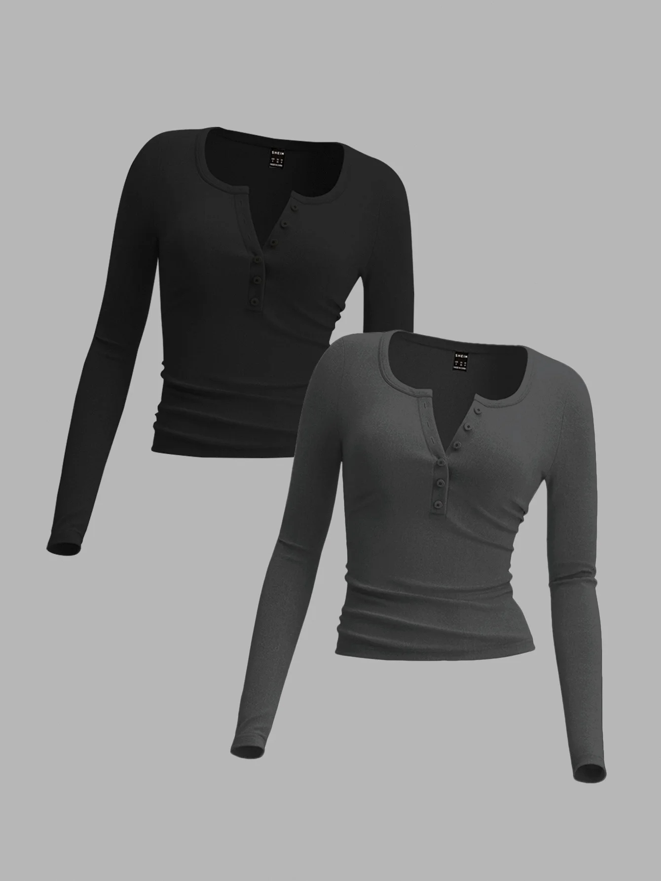 Women's Elegant Comfortable Two-Piece Set Round Neck Button-Up Long Sleeve Solid Color Top Casual Outfit