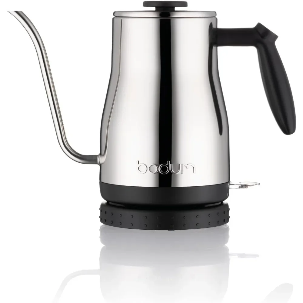 Bodum 34 oz Bistro Gooseneck Electric Water Kettle, Pour Over Coffee & Tea, Polished Stainless Steel