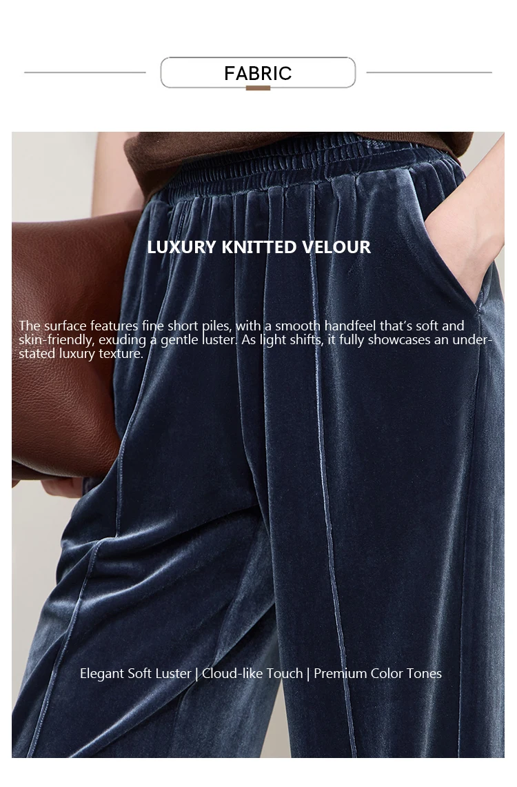 AMII Women's Pants Wide-leg Solid Knitted Pants Casual Woman Trousers 2025 Autumn New Retro Versatile Ladies Clothing 12523110