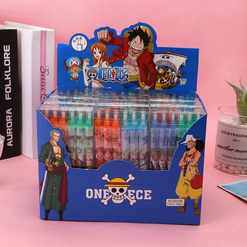 Anime One Piece Gel Pen Cute Cartoon Character Print Quick-Drying Ink 0.5mm Retractable Ballpoint For School Office wholesale