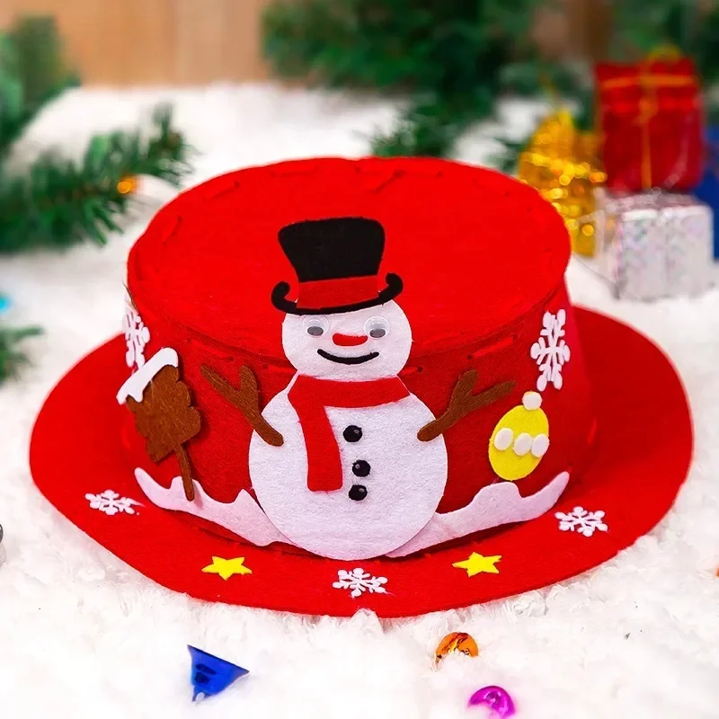 Chapeau non tissé fait à la main pour enfants, décoration de casquette de Noël bricolage, kits d'artisanat, jouets pour enfants de la maternelle, cadeaux de Noël