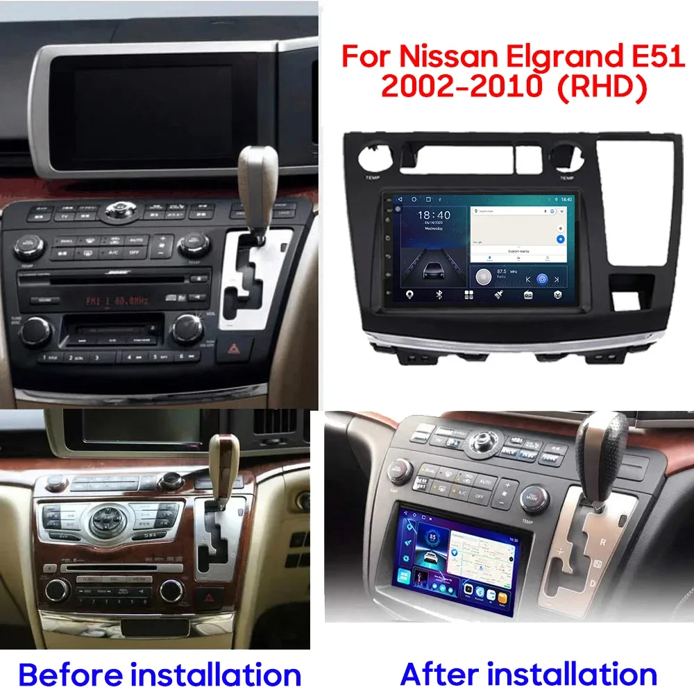 Auto Player Android For Nissan Elgrand E51 2002-2010 Multimedia GPS Video Navigation Carplay Screen Stereo Radio DVD WIFi QLED