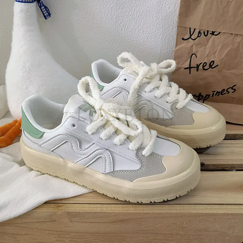 Sneakers Women Sports Sneakers Shoes Spring Canvas Casual Lace Up Thick sole Flat Ladies Sneakers Vulcanized Shoes Woman White