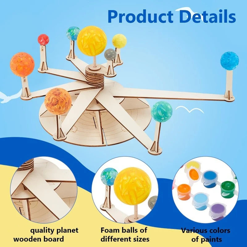 Modelo de sistema solar bola de espuma diy kit de modelo de planeta inclui 11 bolas de poliestireno em 6 tamanhos, 12 cores de tinta, pincel